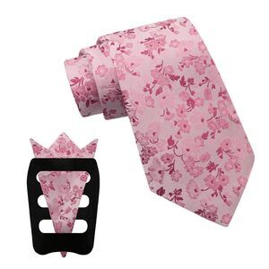 6822 Floral Ties , 3pcs/set Neck Tie Pocket Square Holder Set for Wedding